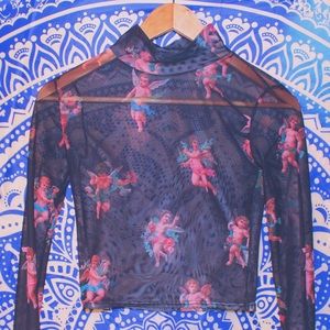 LONG SLEEVE MESH TOP